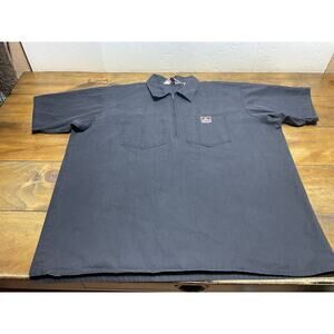 Ben Davis Shirt Mens Size 2XL Short Sleeve 1/2 Zip Solid Black Streetwear